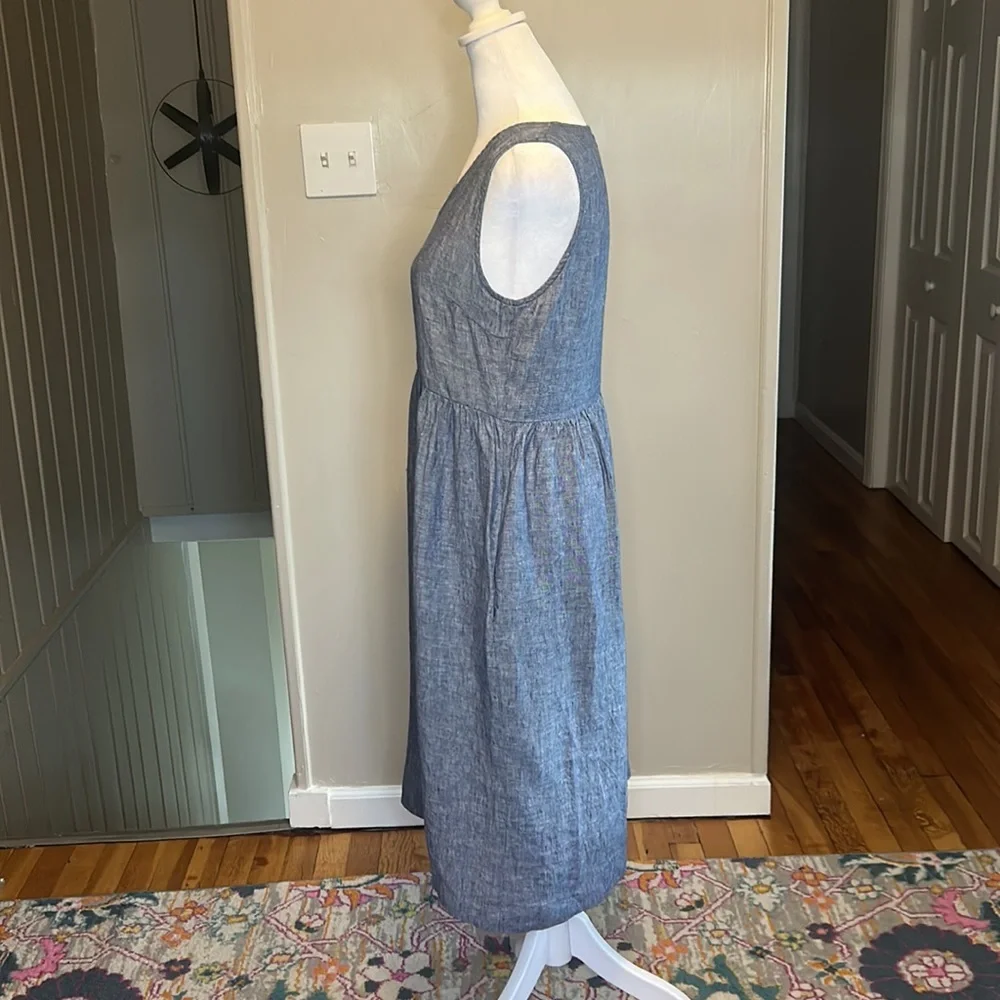 Pyne & Smith No. 21 V Neck Sleeveless Linen Dress in Oxford Chambray Size XS - Picture 4 of 9